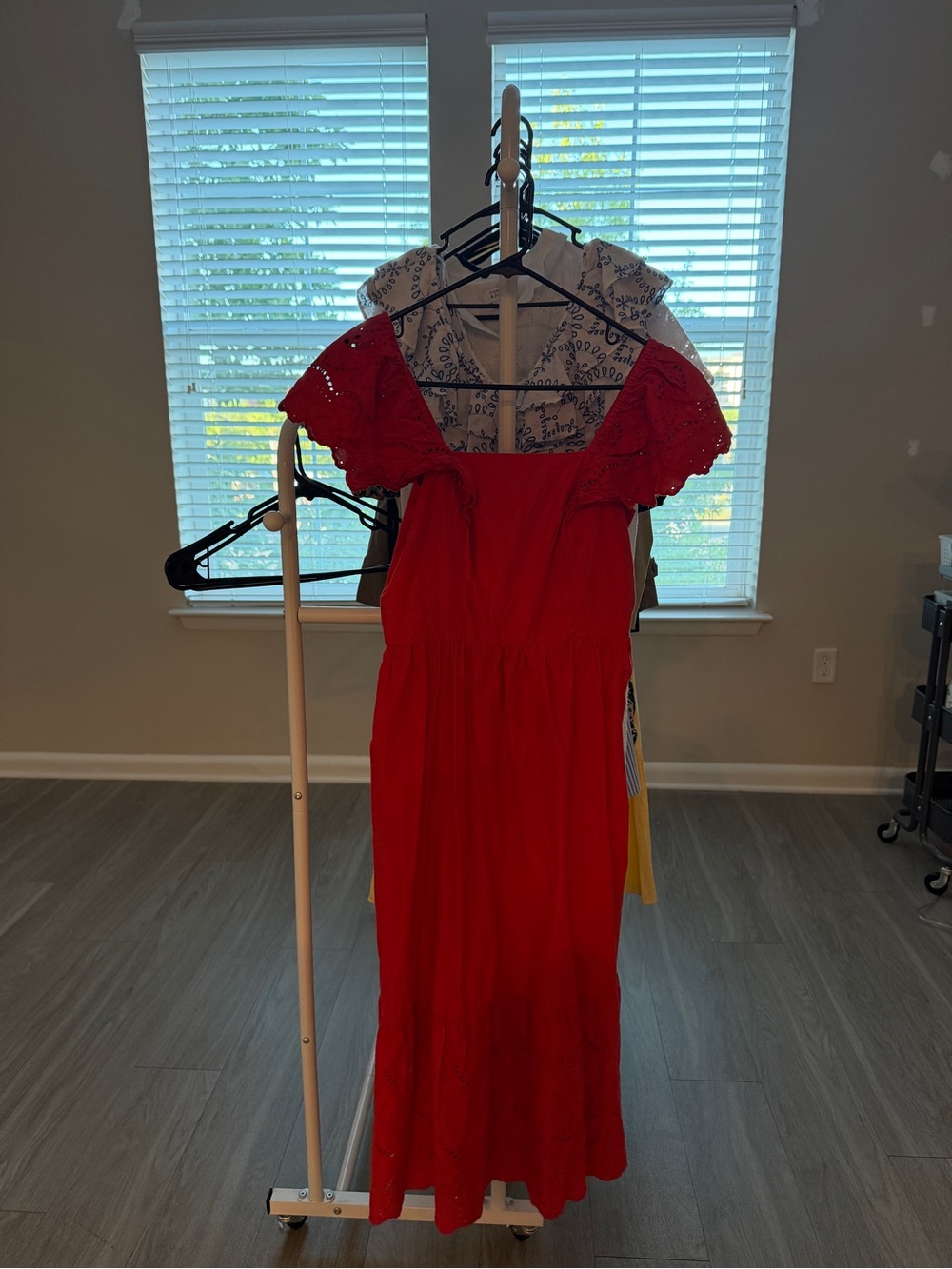 St. John's Bay Red Off-Shoulder Eyelet Maxi Dress